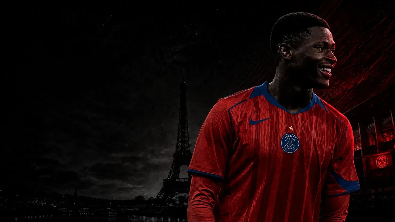 Nuno Mendes in Paris Saint-Germain colours