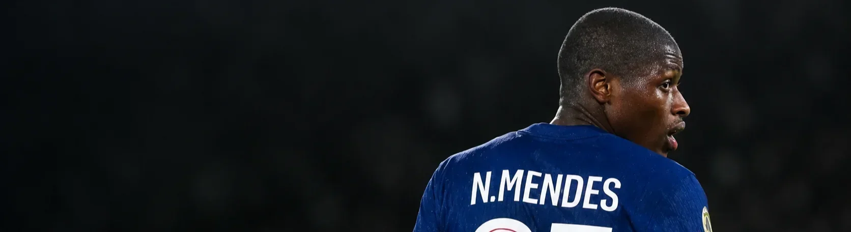 Nuno Mendes wearing number 25 for Paris Saint-Germain